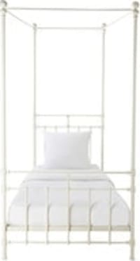 Cama con dosel 90 × 190 cm de metal blanca Cama con dosel 90 × 190 cm de metal blanca