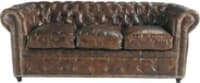 Gestepptes 3-Sitzer Sofa aus braunem Leder Gestepptes 3-Sitzer Sofa aus braunem Leder