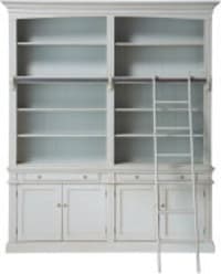 Grey 2-Drawer 4-Door Bookcase with Ladder Grey 2-Drawer 4-Door Bookcase with Ladder