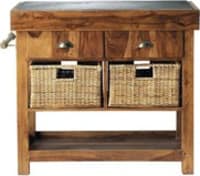 Isla de cocina de madera maciza de palo rosa y pizarra An. 95 cm Isla de cocina de madera maciza de palo rosa y pizarra An. 95 cm