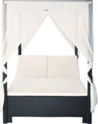 Letto a baldacchino nero da esterno in resina intrecciata 150 x 210 cm Letto a baldacchino nero da esterno in resina intrecciata 150 x 210 cm