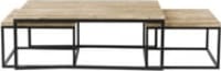 Satzcouchtische im Industrial-Stil aus massivem Tannenholz und Metall Satzcouchtische im Industrial-Stil aus massivem Tannenholz und Metall