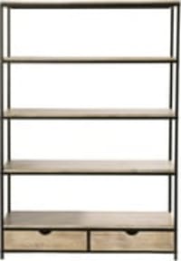 Scaffale stile industriale a 2 cassetti in abete massiccio e metallo Scaffale stile industriale a 2 cassetti in abete massiccio e metallo