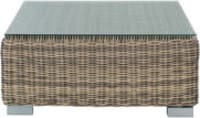 Tempered glass and wicker garden coffee table W 76cm Tempered glass and wicker garden coffee table W 76cm
