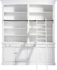 White 2-Drawer 4-Door Bookcase with Ladder White 2-Drawer 4-Door Bookcase with Ladder