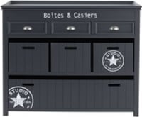 Wooden chest of drawers in grey W 124cm Wooden chest of drawers in grey W 124cm