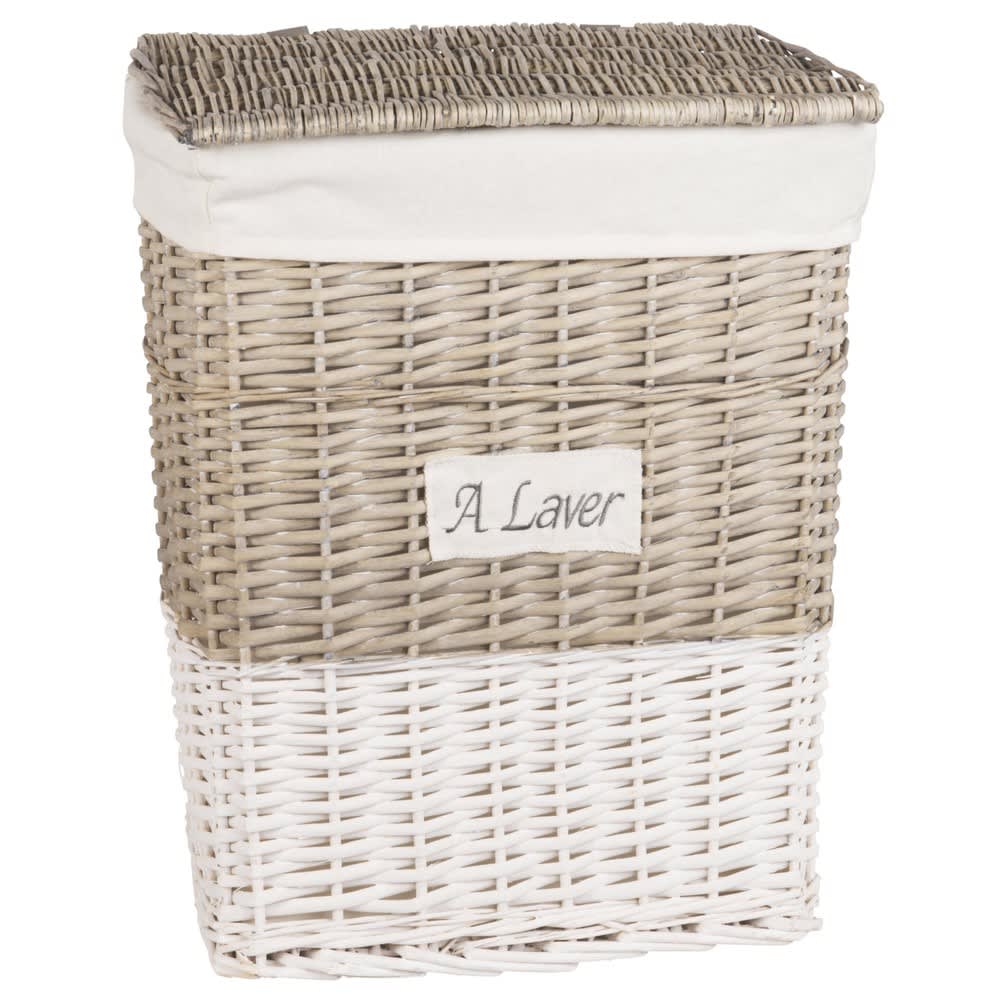 2 cestas de la ropa de mimbre y lino | Maisons du Monde