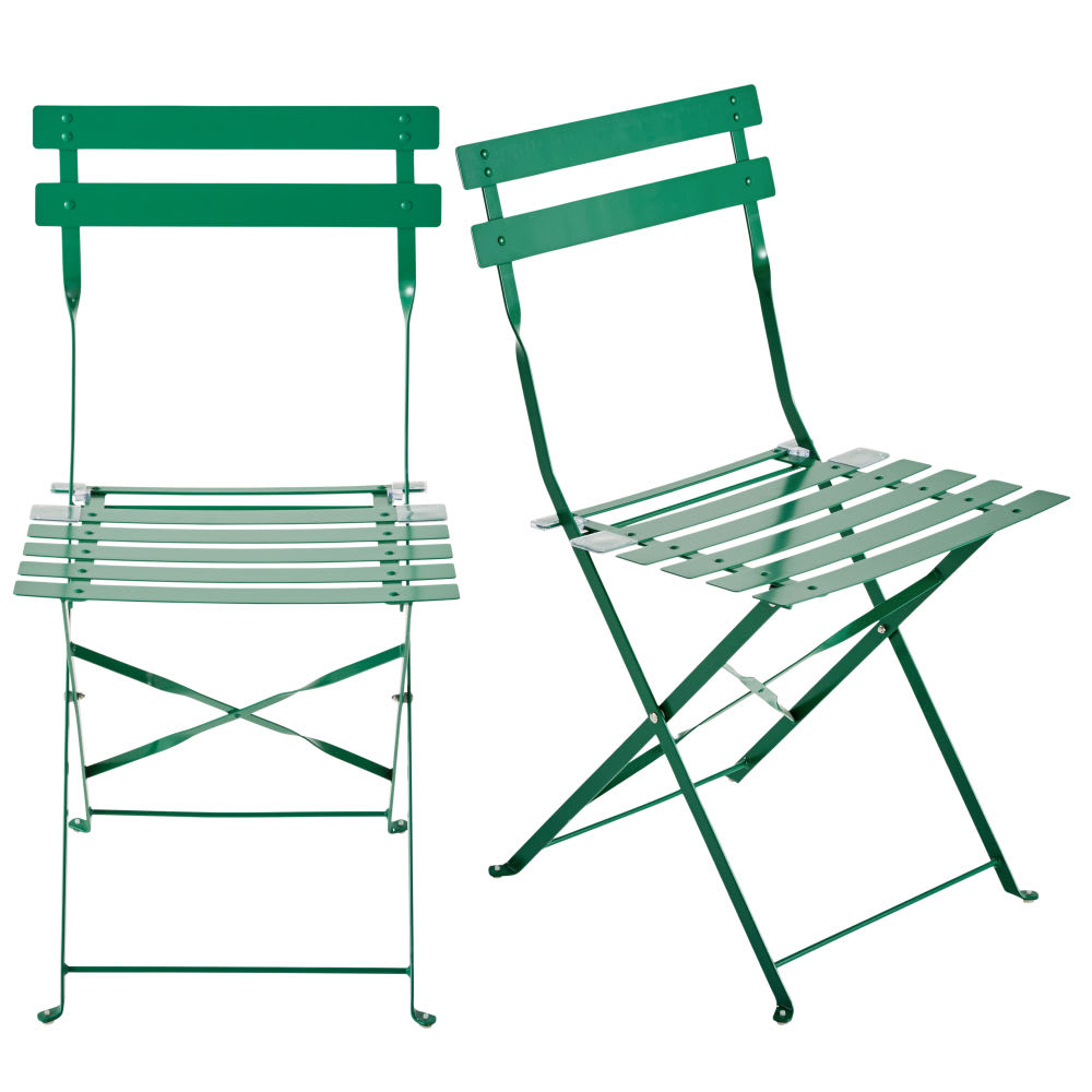 2 chaises pliantes de jardin en métal vert Guinguette  Maisons du Monde