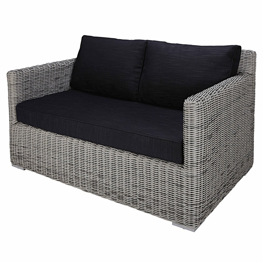 2seater garden sofa in grey resin wicker Cape Town Maisons du Monde
