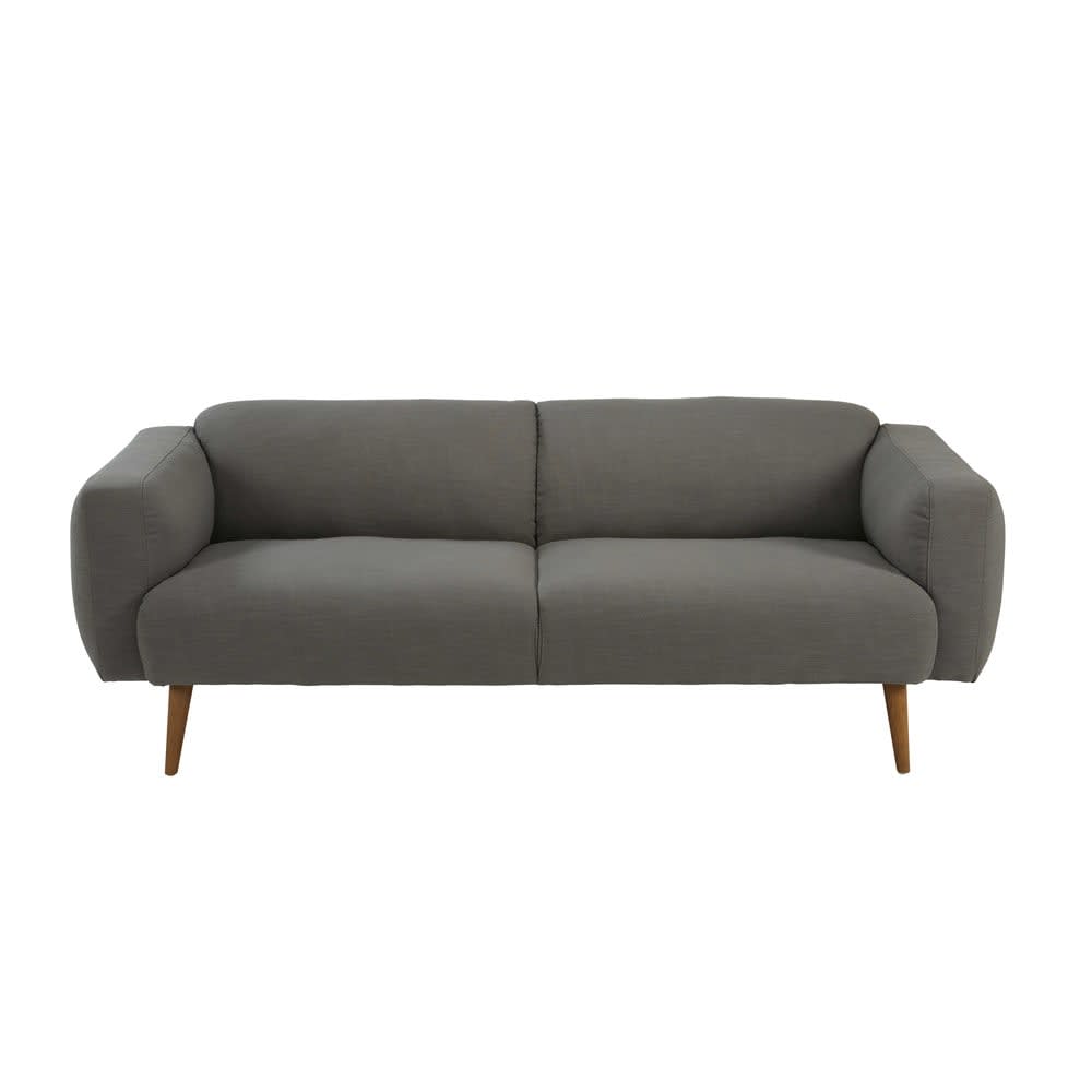 3-Sitzer-Sofa aus grau meliertem Stoff Robin | Maisons du ...