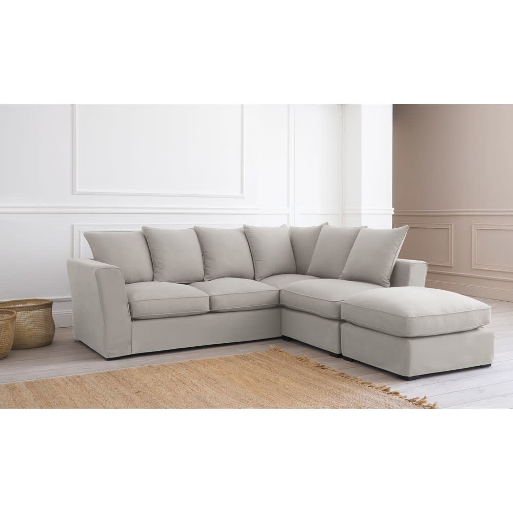 5 seater cotton corner sofa in light grey Balthazar Maisons du Monde