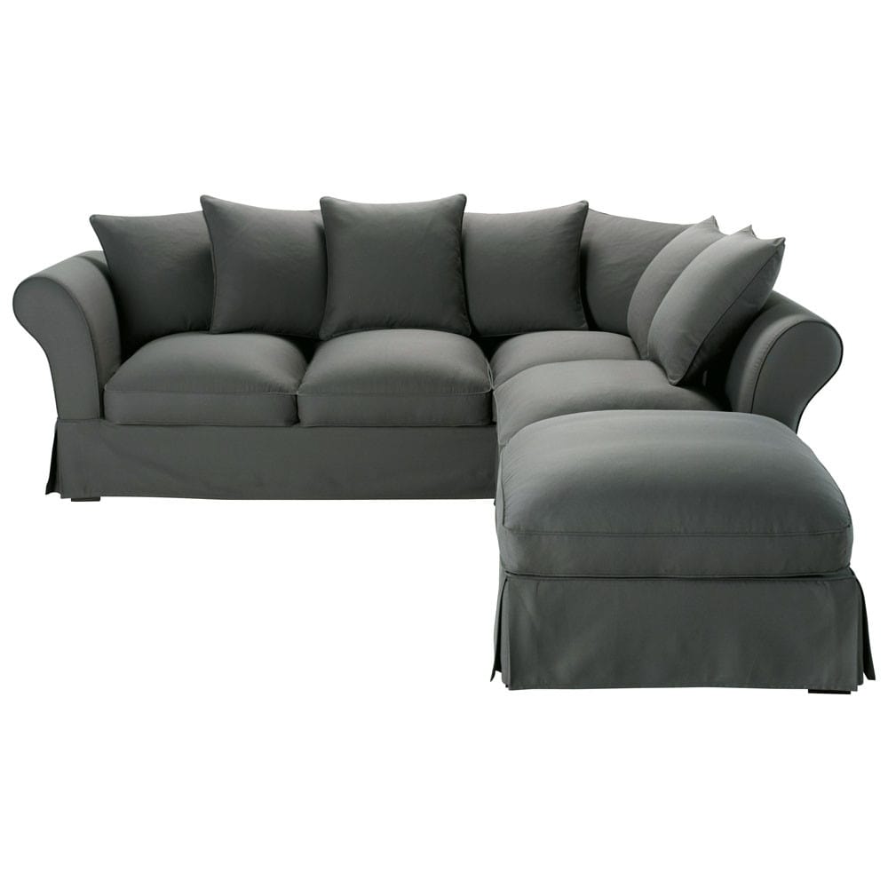 6 seater cotton corner sofa bed in slate grey Roma ...