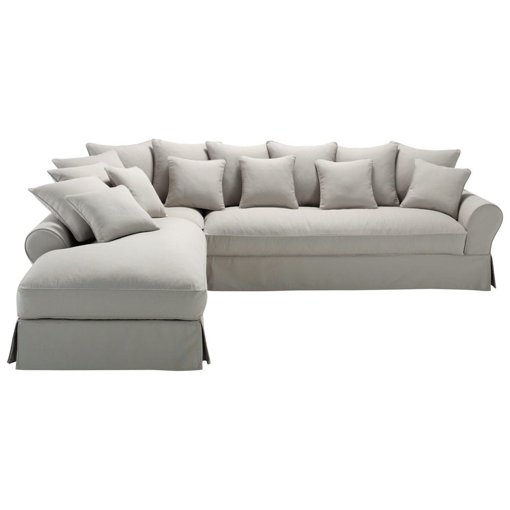 6 Seater Light Grey Cotton Left Hand Corner Sofa 6 Seater Light Grey Cotton Left Hand Corner Sofa