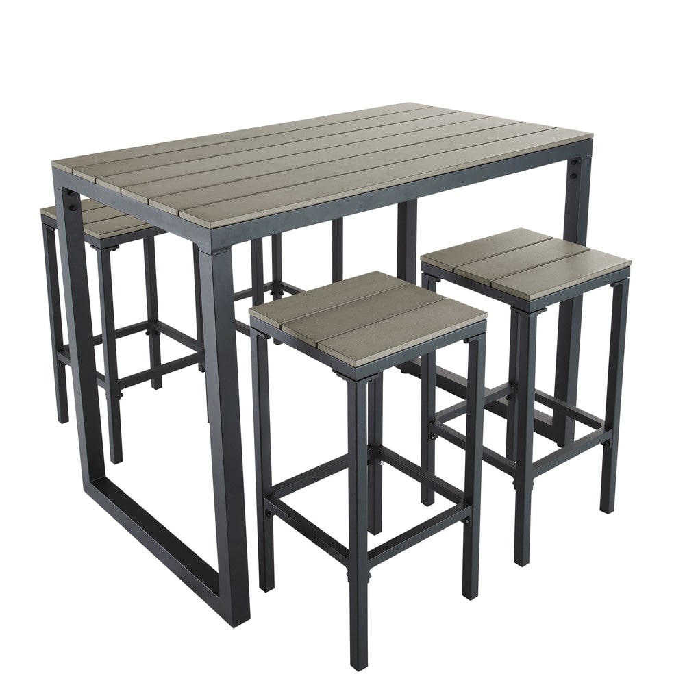 Aluminium Garden Bar Table With 4 Stools L128 Escale Maisons Du Monde
