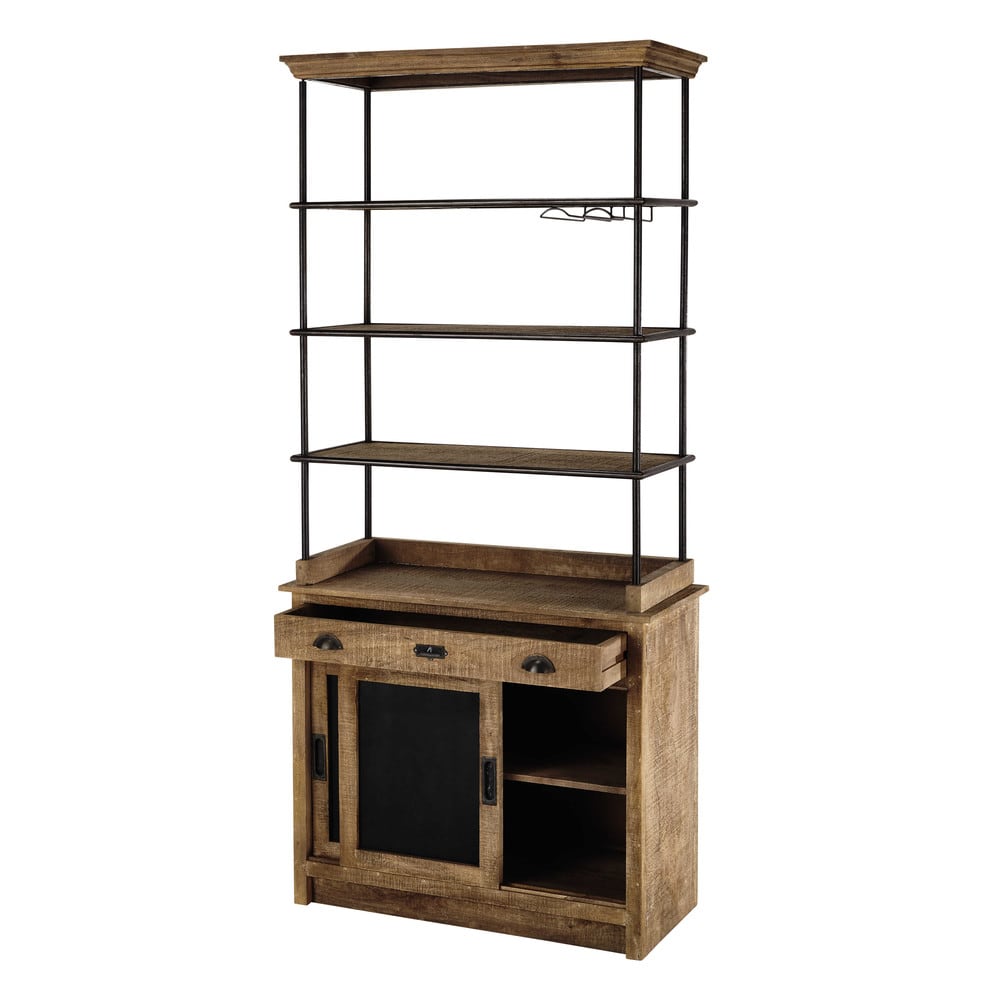 Anrichte aus massivem Mangoholz mit Aufsatz, B 101 cm Germain | Maisons