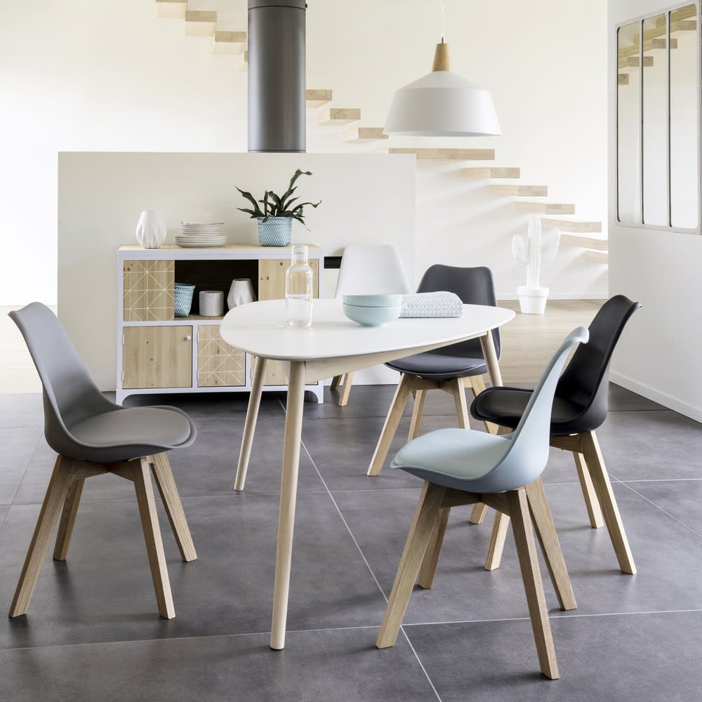 Anthracite Grey Scandinavian Chair With Oak Ice Maisons Du Monde