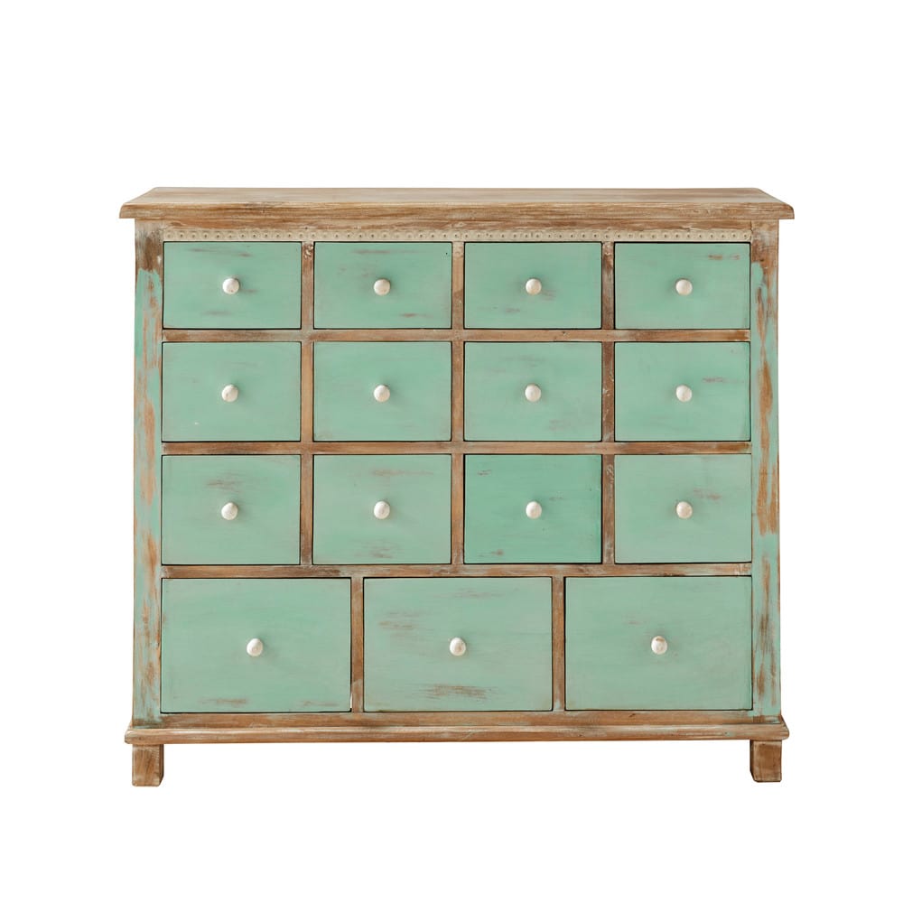 Aparador con 15 cajones de mango macizo azul Caraiba | Maisons du Monde