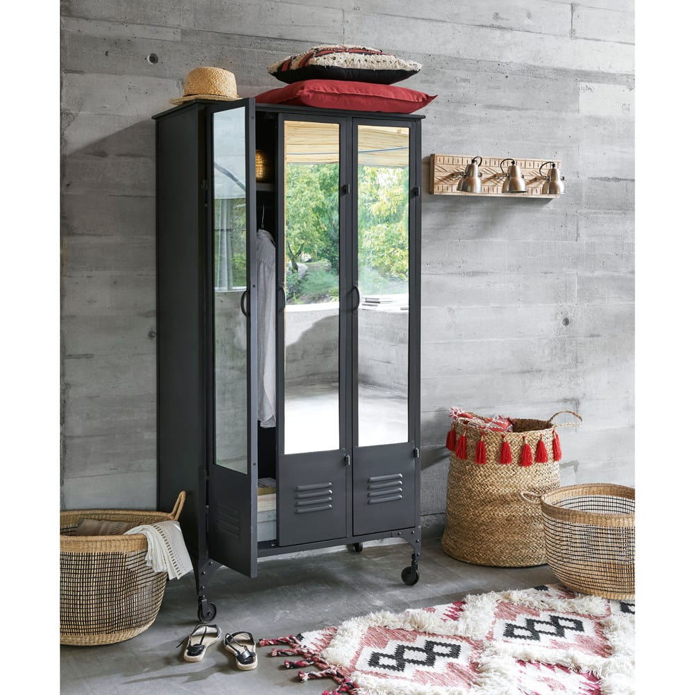 Armario industrial con ruedas de metal negro Peter | Maisons du Monde