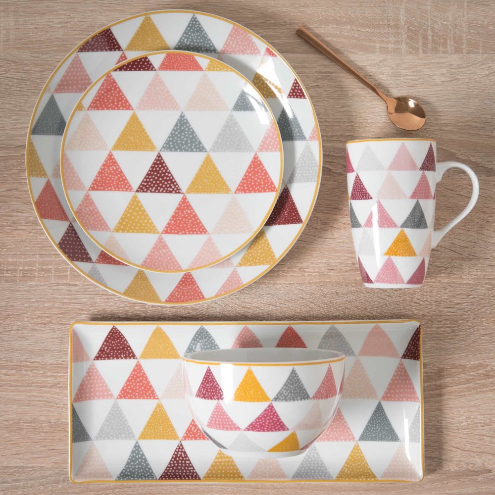 Assiette Plate En Porcelaine Motifs Graphiques Rosie Maisons Du Monde 