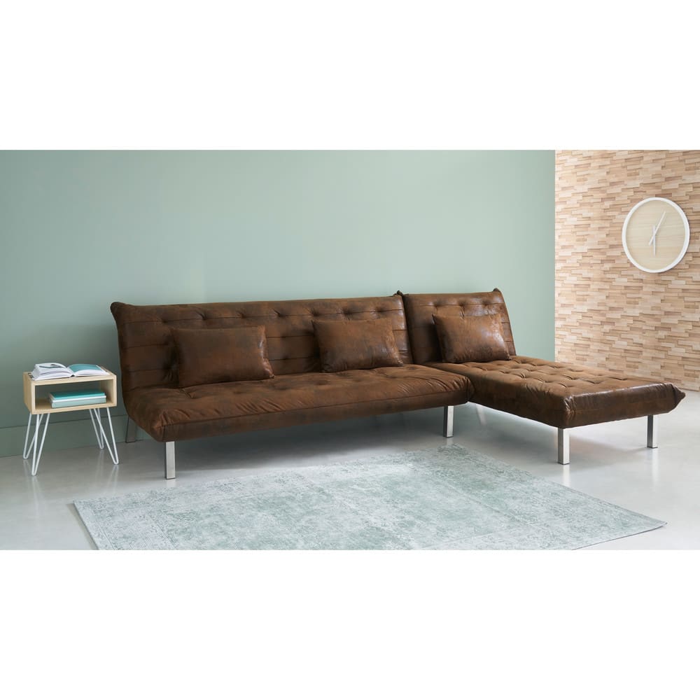 Banquette convertible 2 places en microsuède marron Max ...