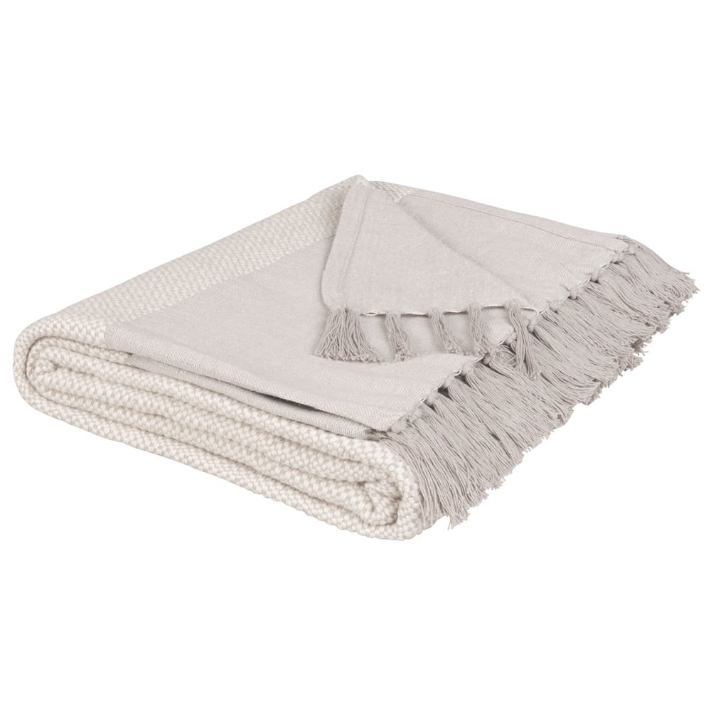 Beige Cotton Blanket 160x210 Ideal Maisons du Monde