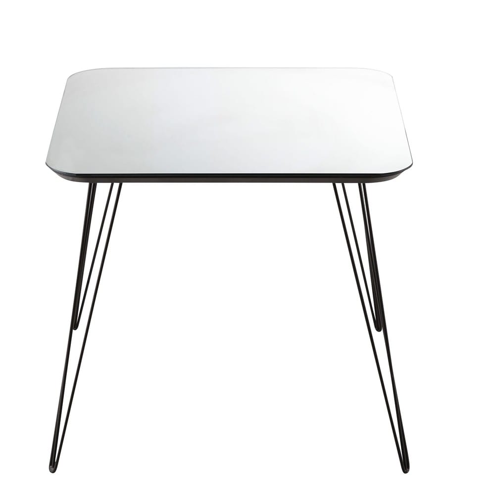 Beistelltisch mit Platte aus gehärtetem Rauchglas, schwarz Evans