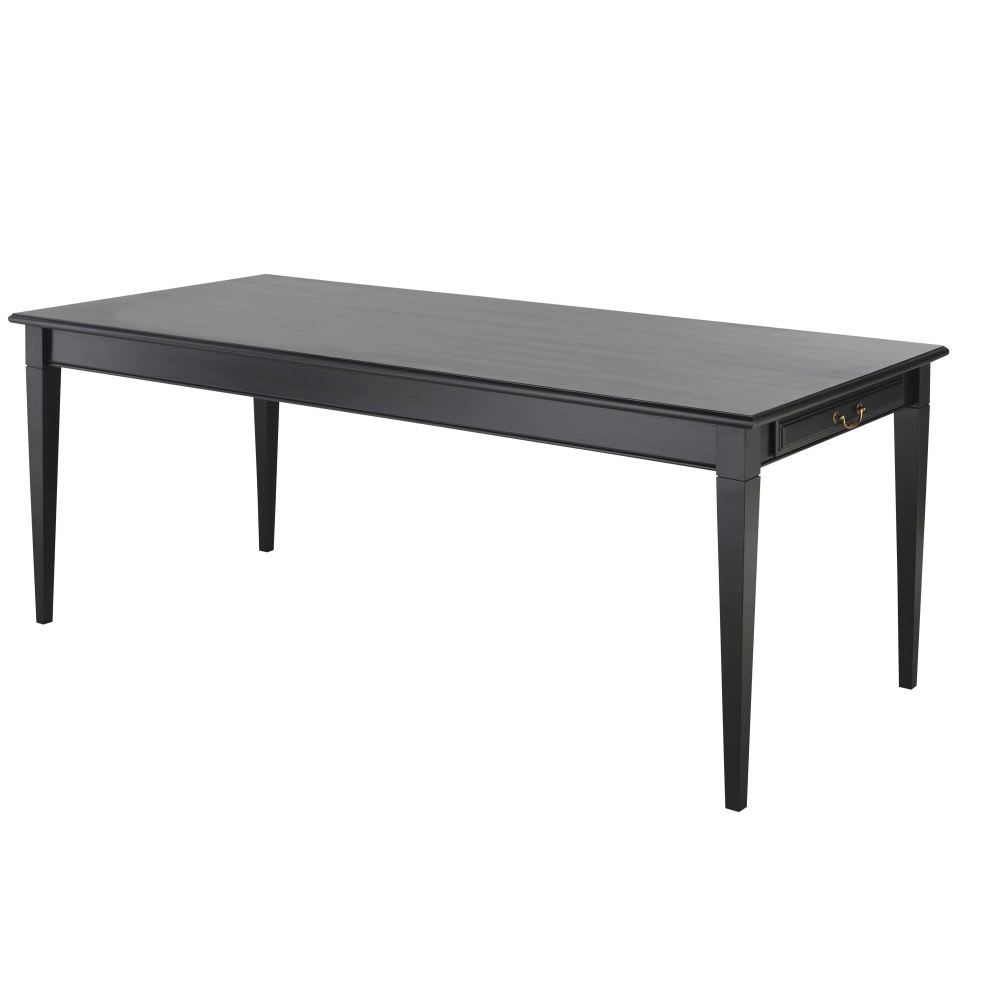 Black 8-10 Seater Dining Table with 2 Drawers L200 ...