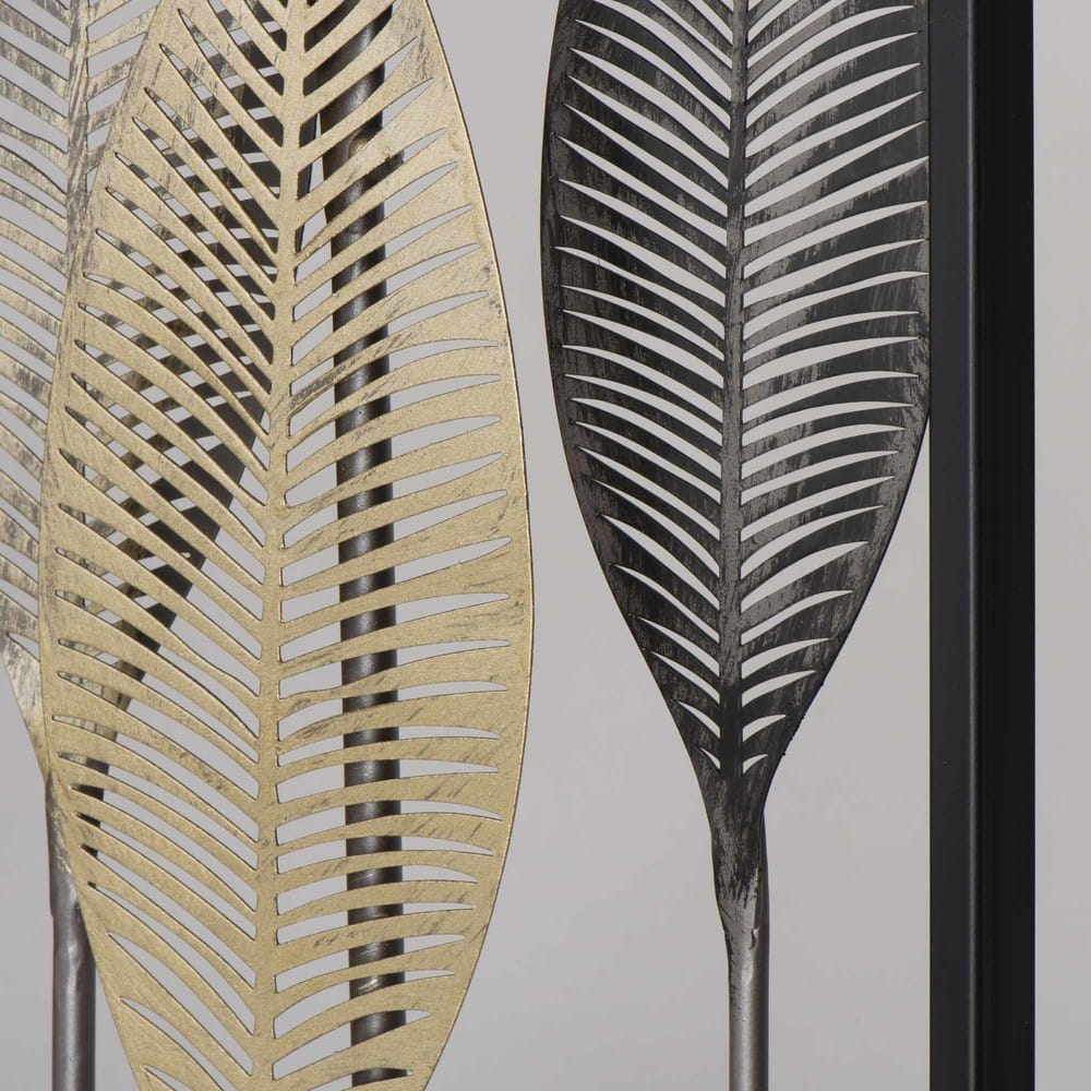 Black and Gold Metal Feather Wall Art 53x84 Inaya Maisons du Monde