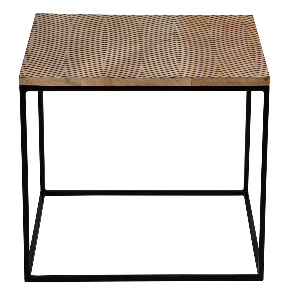 Black Metal And Printed Mango Tree Side Table Zig Zag Maisons Du Monde Black Metal And Printed Mango Tree Side Table Zig Zag