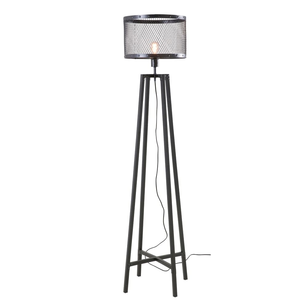 Black Metal Industrial Floor Lamp H 158 cm Louis Loft Maisons du Monde