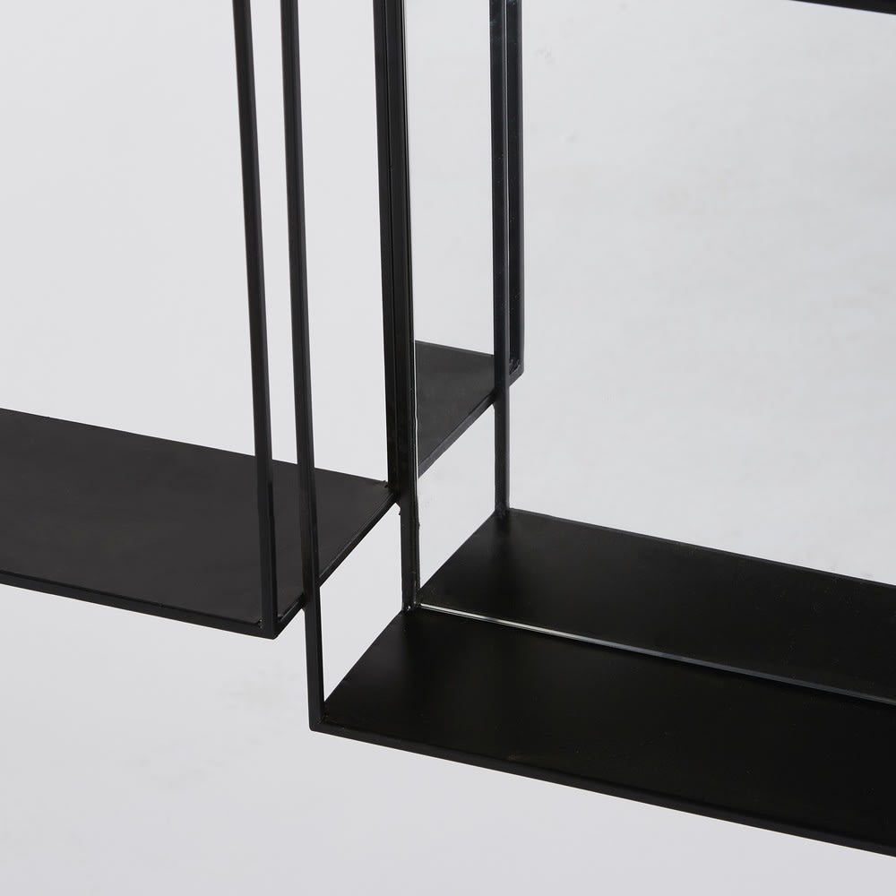 Black Metal WallMount Shelf with Mirror Elton Maisons du Monde
