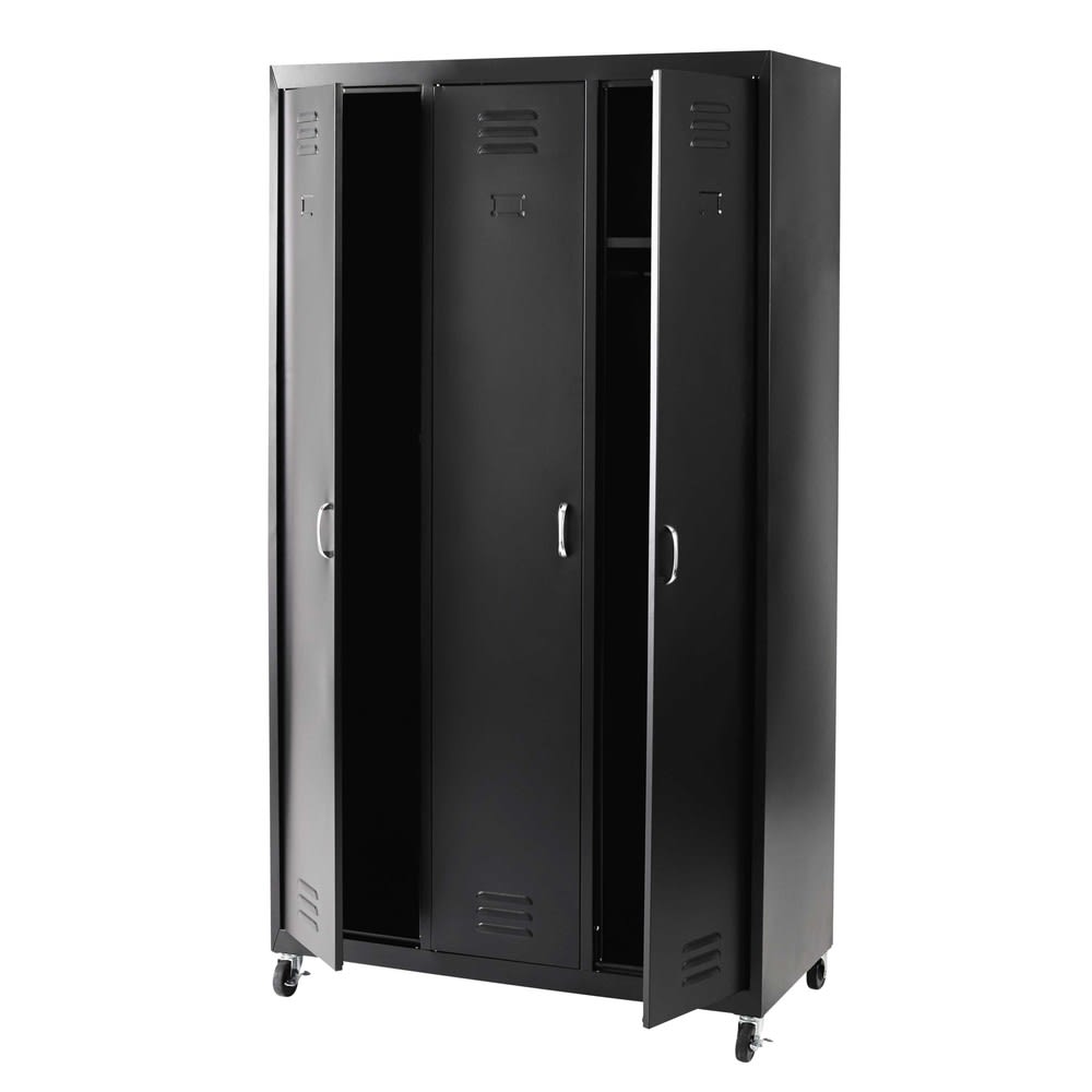 Black metal wardrobe on wheels L 105 cm Loft | Maisons du Monde