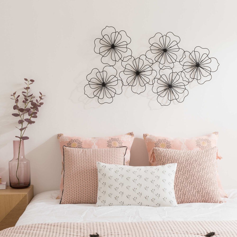 Black Metal Wire Flower Wall Art 88 x 51 Maisons du Monde