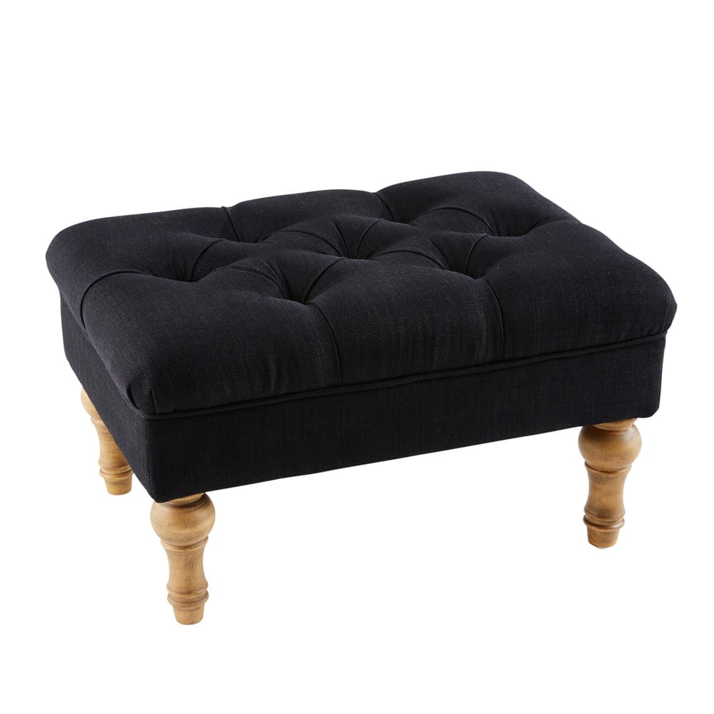 Black Quilted Footrest Pouffe Aristide Maisons du Monde