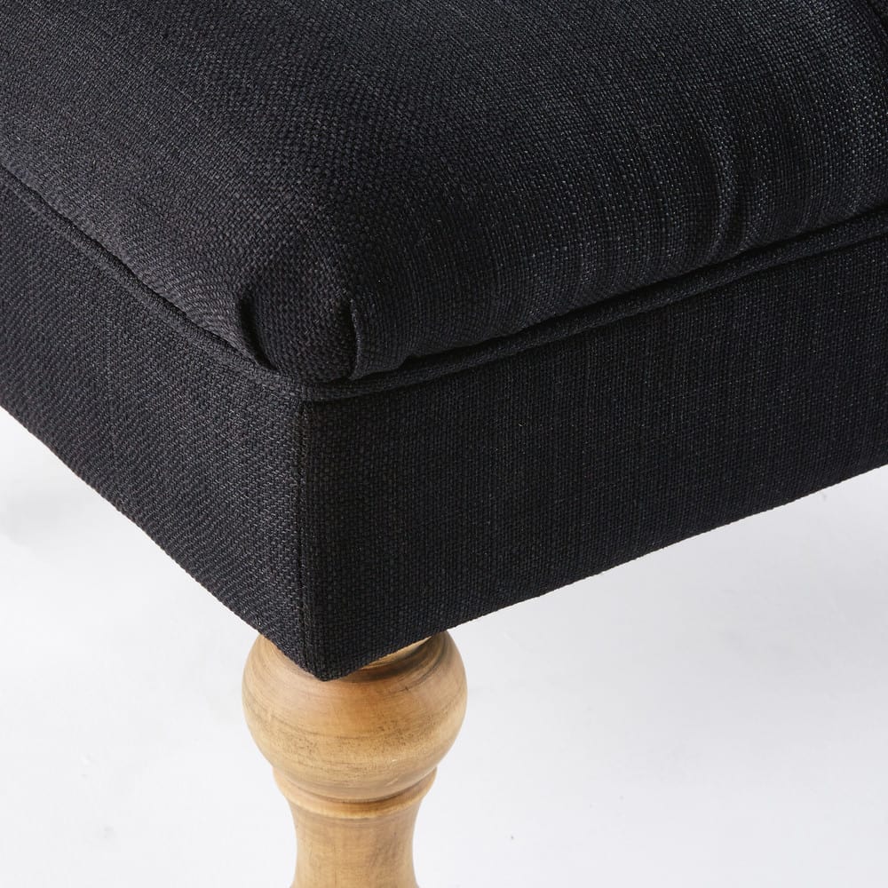Black Quilted Footrest Pouffe Aristide Maisons du Monde