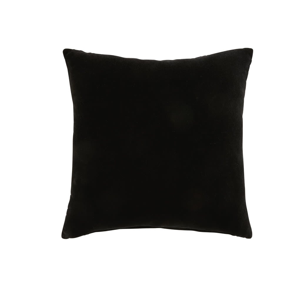 Black Velvet Cushion with Golden Graphic Motifs 45x45 Maisons du Monde