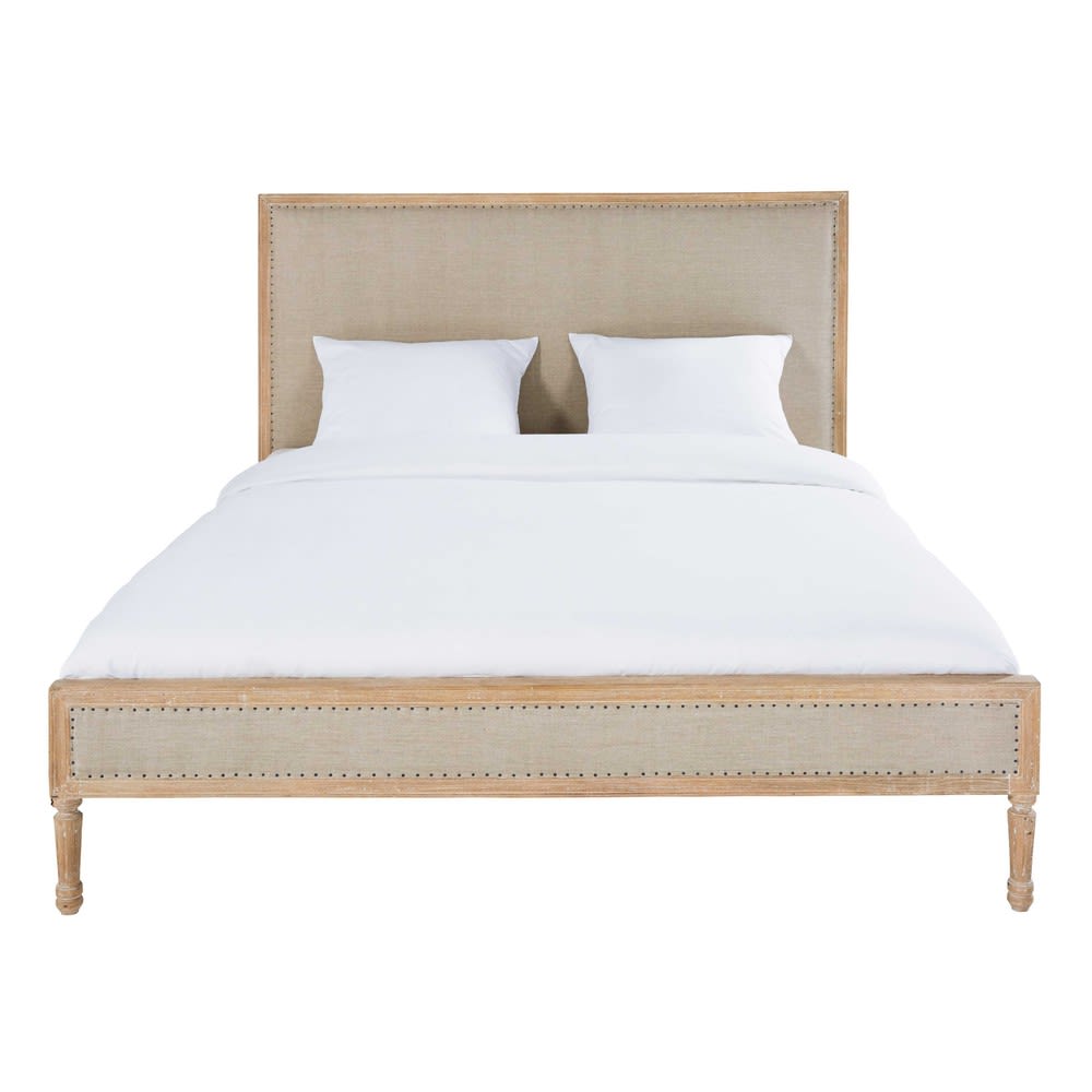 Bleached Mango Wood And Linen Bed 160x200 Harmony Maisons Du Monde Bleached Mango Wood And Linen Bed 160x200 Harmony