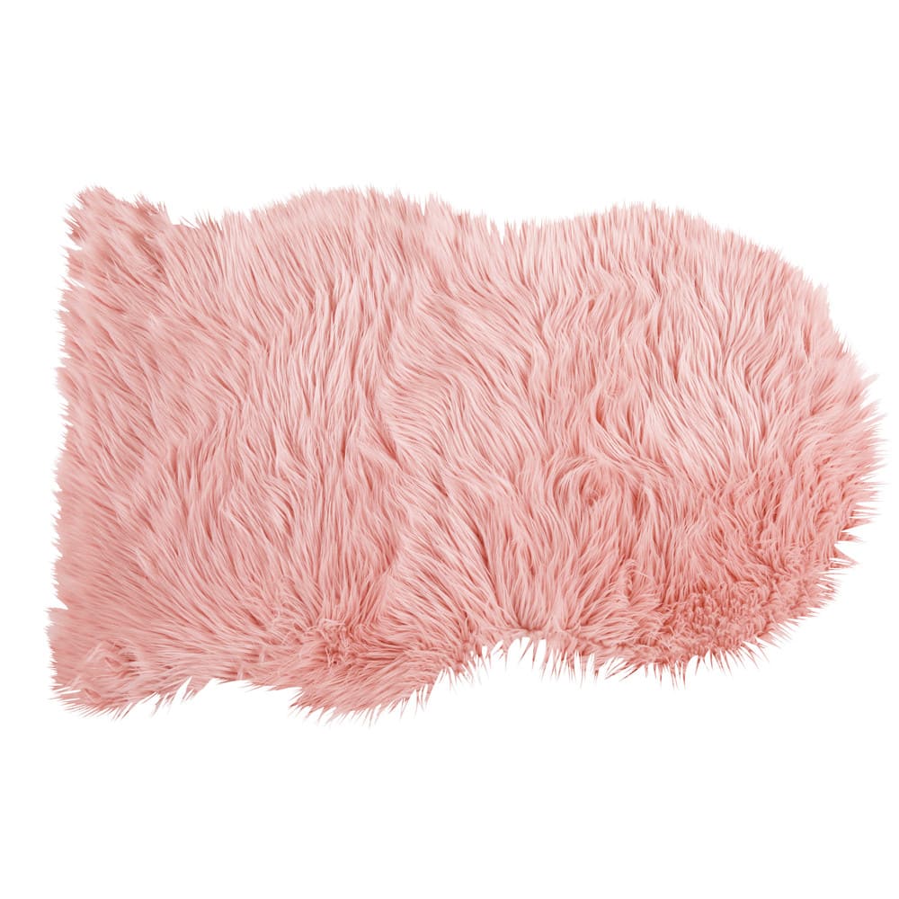 Pink Faux Fur Sheep Rug 90x60 Blush Maisons du Monde