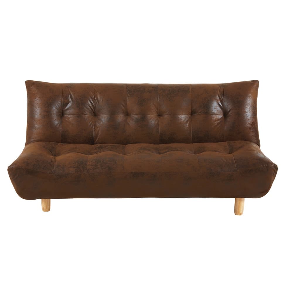 Brown 3 Seater Microsuede Sofa Bed Cloud Maisons Du Monde Brown 3 Seater Microsuede Sofa Bed Cloud
