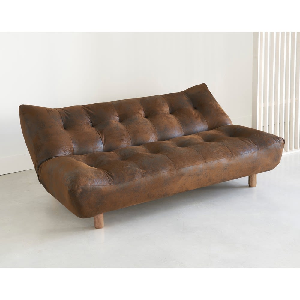Brown 3 Seater Microsuede Sofa Bed Cloud Maisons Du Monde Brown 3 Seater Microsuede Sofa Bed Cloud