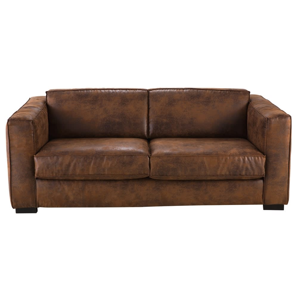 Brown 3 Seater Microsuede Sofa Bed Berlin Maisons Du Monde Brown 3 Seater Microsuede Sofa Bed Berlin
