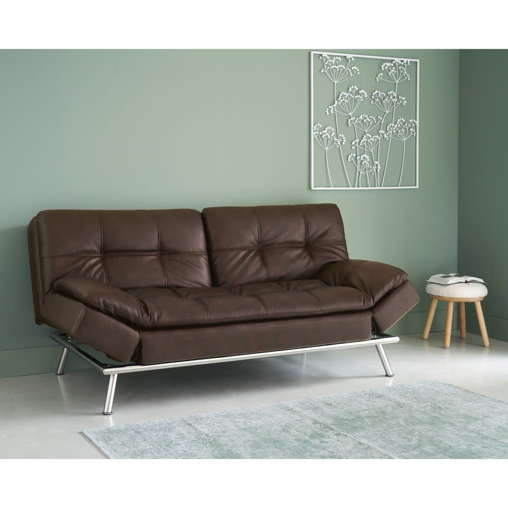 Brown 3seater tufted clic clac sofa bed Denver Maisons du Monde