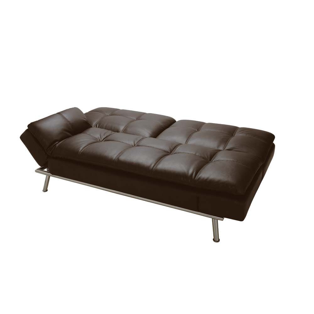 Brown 3seater tufted clic clac sofa bed Denver Maisons du Monde