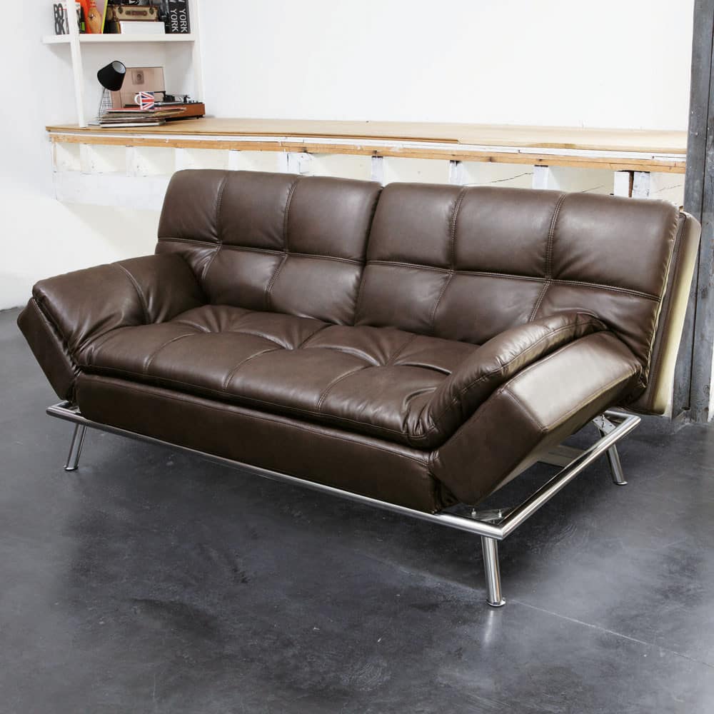 Brown 3seater tufted clic clac sofa bed Denver Maisons du Monde