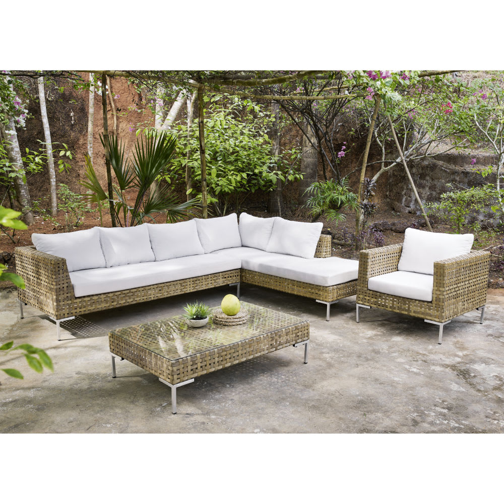 Brown 6Seater Resin Wicker Garden Corner Sofa Sierra Nevada Maisons