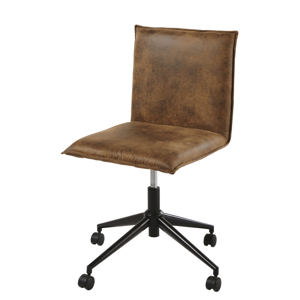 Brown Faux Suede Desk Chair On Castors Atelier Hype Maisons Du Monde Brown Faux Suede Desk Chair On Castors Atelier Hype