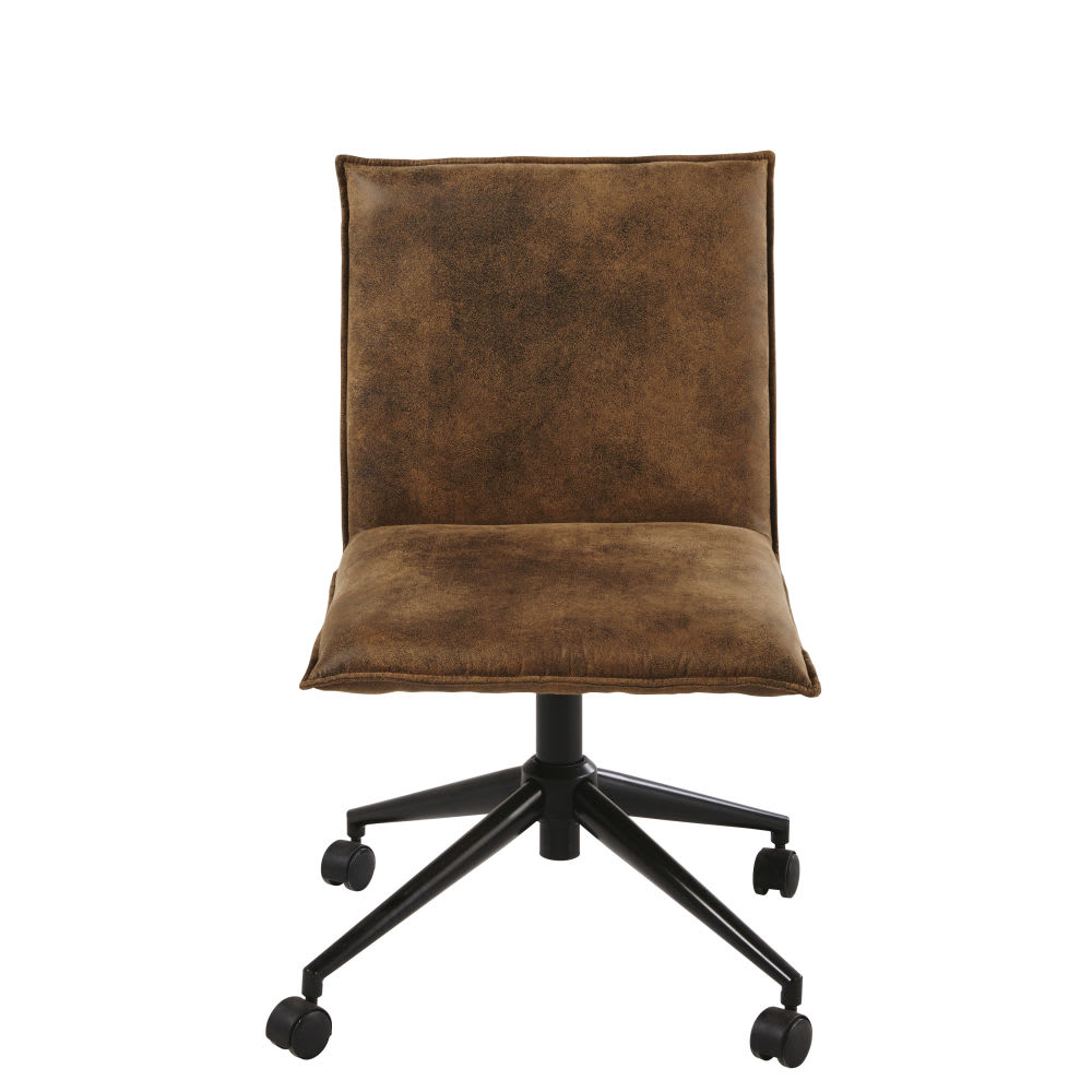 Brown Faux Suede Desk Chair on Castors Atelier Hype Maisons du Monde