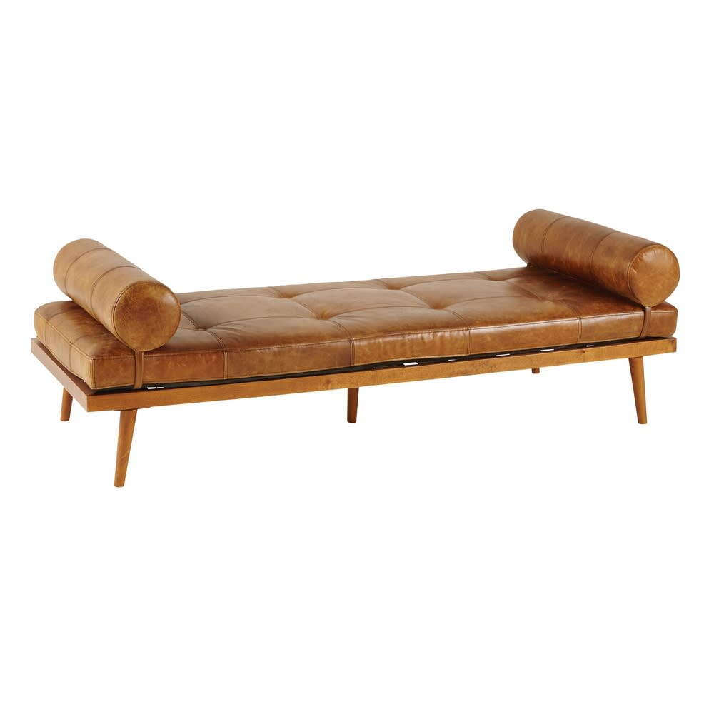 Brown Leather Vintage Day Bed Felix Maisons du Monde