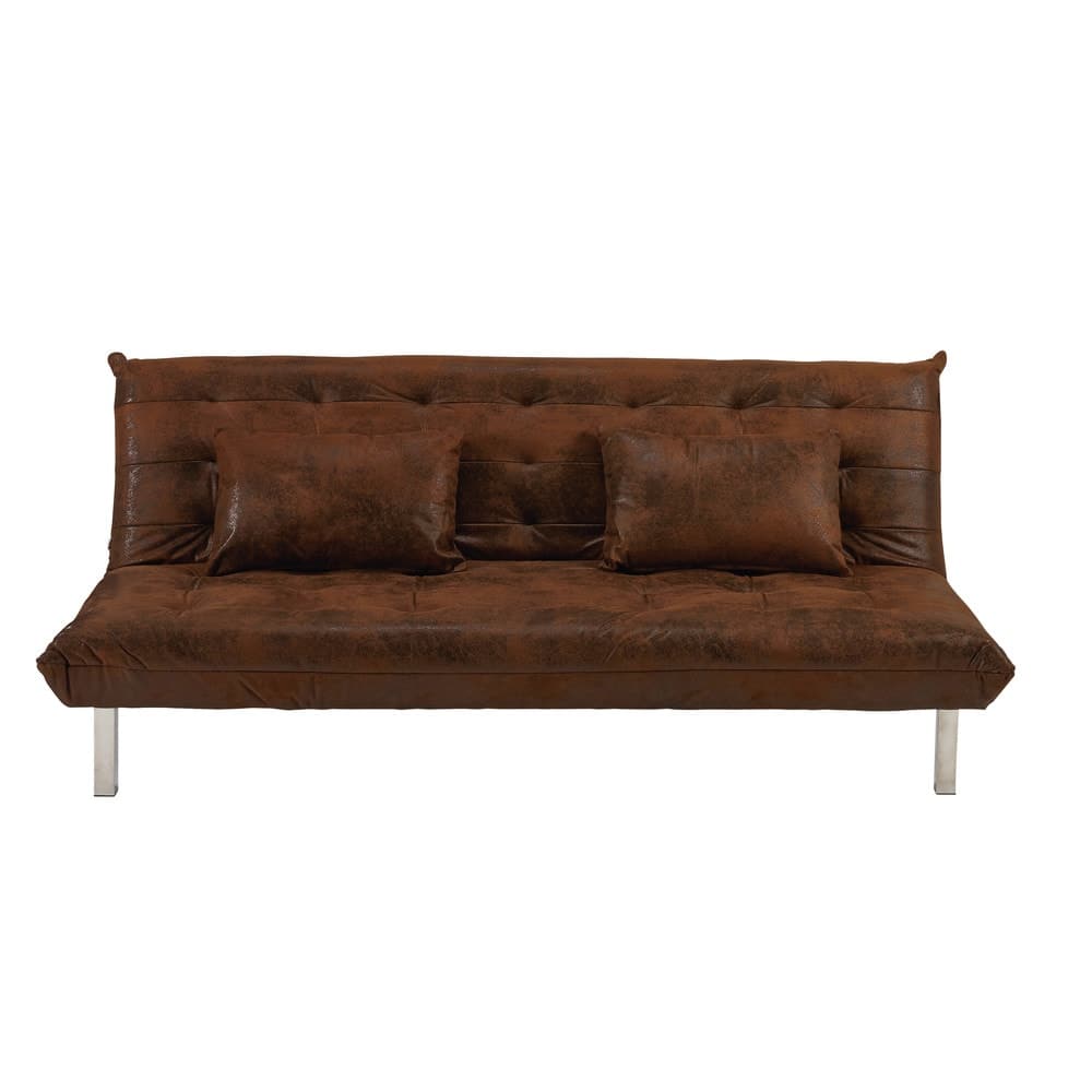 Brown Microsuede 2 Seater Sleeper Sofa Max Maisons Du Monde Brown Microsuede 2 Seater Sleeper Sofa Max