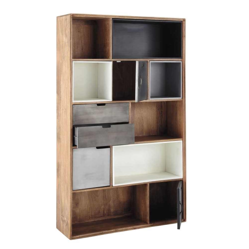 Bücherregal im Industrial-Stil mit 3 Schubladen und 2 Türen Lenox